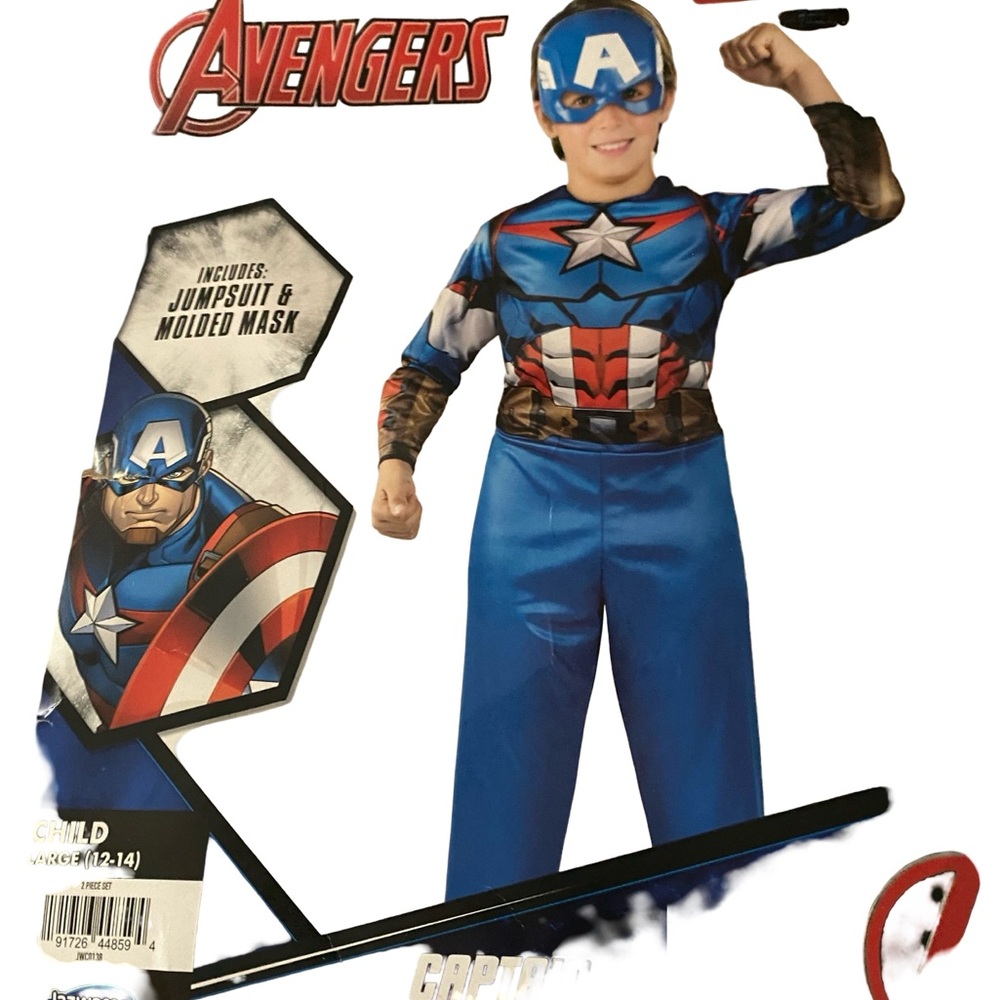 Avenger Captain America  Blue and White Superhero Costume for Kids
